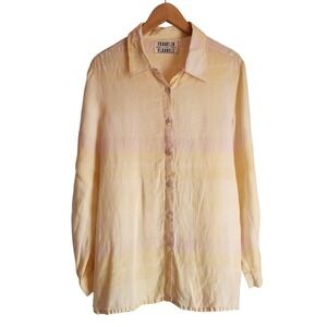 Franklin‎ Flannels Upcycled Button Down Shirt Yellow Pink Ombre Women's